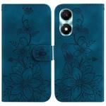 For Honor X5 Plus / Play 40C Lily Embossed Leather Phone Case(Dark Blue)