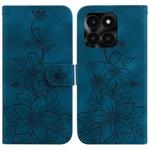 For Honor X6a Lily Embossed Leather Phone Case(Dark Blue)