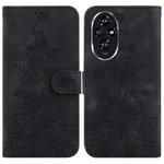 For Honor 200 5G Lily Embossed Leather Phone Case(Black)