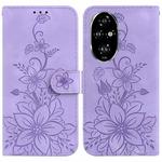 For Honor 200 Pro 5G Lily Embossed Leather Phone Case(Purple)