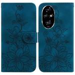 For Honor 200 Pro 5G Lily Embossed Leather Phone Case(Dark Blue)
