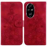 For Honor 200 Pro 5G Lily Embossed Leather Phone Case(Red)
