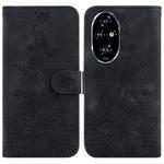 For Honor 200 Pro 5G Lily Embossed Leather Phone Case(Black)