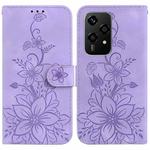 For Honor 200 Lite Global Lily Embossed Leather Phone Case(Purple)