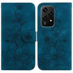 For Honor 200 Lite Global Lily Embossed Leather Phone Case(Dark Blue)