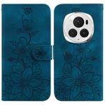 For Honor Magic6 Pro Lily Embossed Leather Phone Case(Dark Blue)