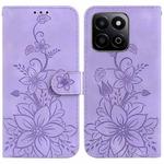 For Honor Play 60 Plus Lily Embossed Leather Phone Case(Purple)