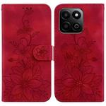 For Honor Play 60 Plus Lily Embossed Leather Phone Case(Red)