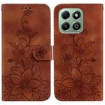 For Honor X6b Lily Embossed Leather Phone Case(Brown)