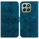 For Honor X6b Lily Embossed Leather Phone Case(Dark Blue)