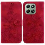 For Honor X6b Lily Embossed Leather Phone Case(Red)