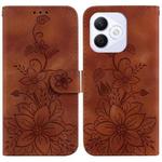 For Honor X60i Lily Embossed Leather Phone Case(Brown)