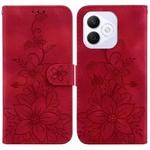 For Honor X60i Lily Embossed Leather Phone Case(Red)