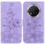 For Honor X9c Lily Embossed Leather Phone Case(Purple)