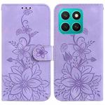 For Honor X8c 4G Lily Embossed Leather Phone Case(Purple)