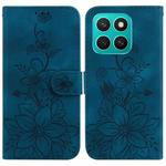 For Honor X8c 4G Lily Embossed Leather Phone Case(Dark Blue)