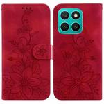 For Honor X8c 4G Lily Embossed Leather Phone Case(Red)