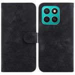 For Honor X8c 4G Lily Embossed Leather Phone Case(Black)