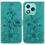 For Honor 400 Lite Lily Embossed Leather Phone Case(Green)