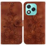 For Honor 400 Lite Lily Embossed Leather Phone Case(Brown)