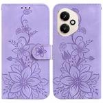 For Honor 400 Global 156.5mm Lily Embossed Leather Phone Case(Purple)