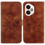 For Honor 400 Global 156.5mm Lily Embossed Leather Phone Case(Brown)