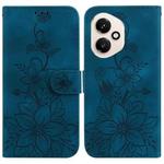 For Honor 400 Global 156.5mm Lily Embossed Leather Phone Case(Dark Blue)