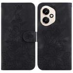 For Honor 400 Global 156.5mm Lily Embossed Leather Phone Case(Black)