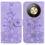 For Honor X70 5G Lily Embossed Leather Phone Case(Purple)