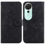 For Honor Play 70 Plus Lily Embossed Leather Phone Case(Black)