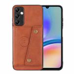For Samsung Galaxy A25 5G Double Buckle Card Slots Magnetic Phone Case(Brown)