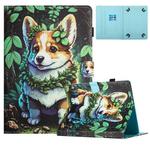 For 7 inch Universal Colored Drawing Stitching Leather Tablet Case(Corgi)