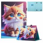 For 7 inch Universal Colored Drawing Stitching Leather Tablet Case(Yellow Cat)