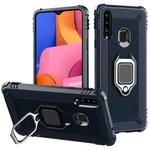 For Samsung Galaxy A70e Carbon Fiber Protective Case with 360 Degree Rotating Ring Holder(Blue)