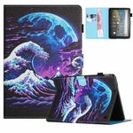 For Amazon Kindle Fire HD 8 2022 / 2020 Colored Drawing Stitching Leather Tablet Smart Case(Sea Wave)