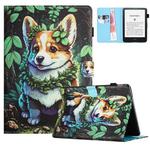 For Amazon Kindle Paperwhite 5 2021 Colored Drawing Stitching Leather Tablet Smart Case(Corgi)