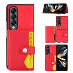 For Samsung Galaxy Z Fold3 5G Litchi Pattern Single Button Card Holder Phone Case(Red)