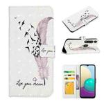 For Motorola Moto G8 Play Oil Embossed 3D Drawing Leather Phone Case(Feather)