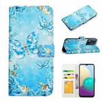 For Motorola Moto E13 Oil Embossed 3D Drawing Leather Phone Case(Blue Butterflies)