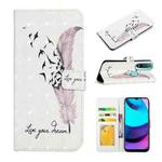 For Motorola Moto E20 / E30 / E40 Oil Embossed 3D Drawing Leather Phone Case(Feather)