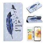 For Motorola Moto G73 Oil Embossed 3D Drawing Leather Phone Case(Blue Feather)