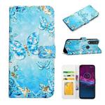 For Motorola One Action Oil Embossed 3D Drawing Leather Phone Case(Blue Butterflies)