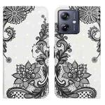 For Motorola Moto G14 4G Oil Embossed 3D Drawing Leather Phone Case(Lace Flower)