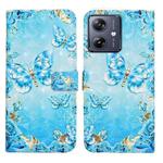 For Motorola Moto G54 5G Oil Embossed 3D Drawing Leather Phone Case(Blue Butterflies)