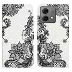 For Motorola Moto G84 5G Oil Embossed 3D Drawing Leather Phone Case(Lace Flower)