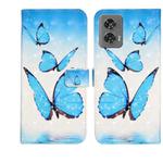 For Motorola Edge 50 Fusion Oil Embossed 3D Drawing Leather Phone Case(3 Butterflies)