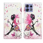 For Motorola Edge 50 Pro Oil Embossed 3D Drawing Leather Phone Case(Flower Fairy)