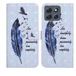 For Motorola Moto G86 5G Oil Embossed 3D Drawing Leather Phone Case(Blue Feather)