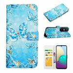 For Xiaomi Redmi 9A Oil Embossed 3D Drawing Leather Phone Case(Blue Butterflies)
