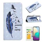 For Xiaomi Redmi Note 9 Pro Oil Embossed 3D Drawing Leather Phone Case(Blue Feather)